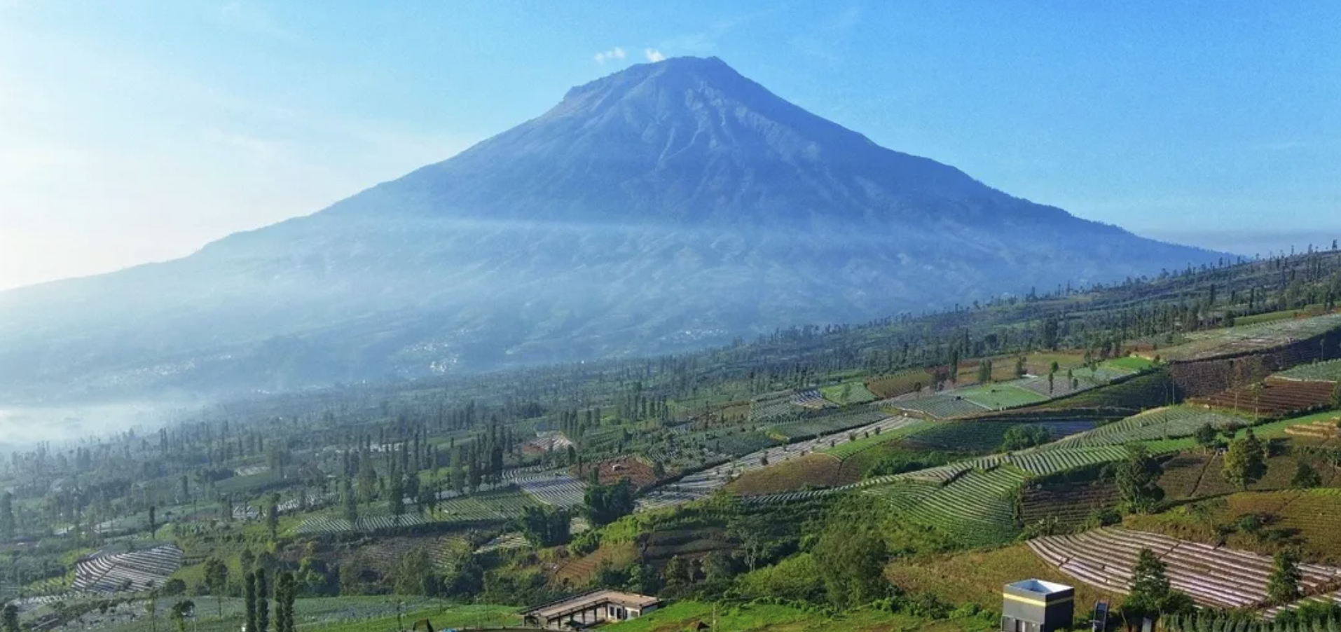 Pertanian dataran tinggi dan pemandangan gunung